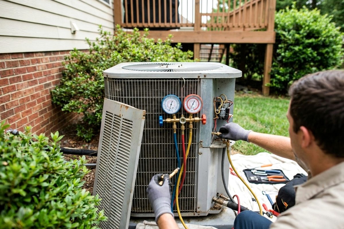 AC Repair technician at work