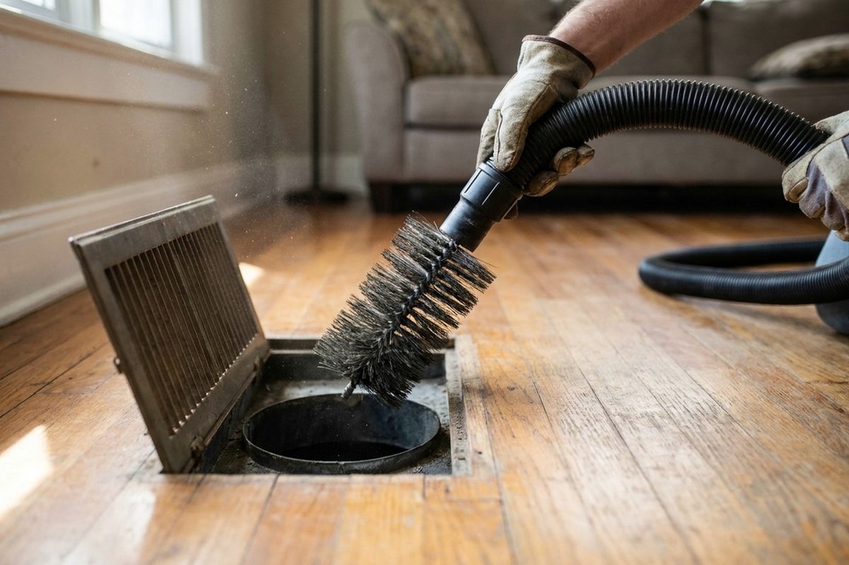Duct Cleaning technician at work