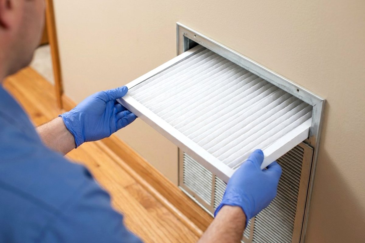 HVAC Maintenance technician at work
